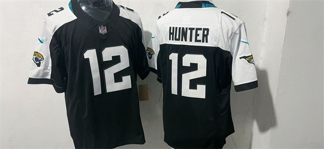 Men's Jacksonville Jaguars #12 Travis Hunter Black White Draft F.U.S.E. Vapor Limited Stitched Football Jersey