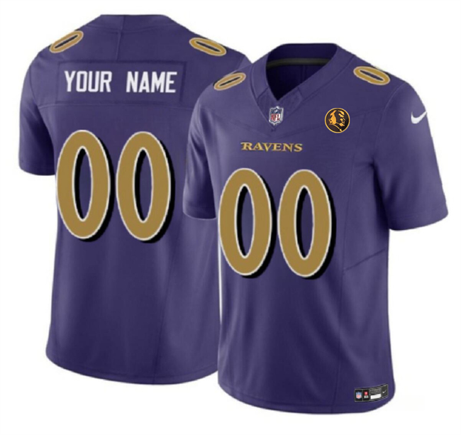 Men's Baltimore Ravens Active Player Custom Purple 2023 F.U.S.E. With John Madden Patch Color Rush Limited Football Jersey Men's Baltimore Ravens Active Player Custom Purple 2023 F.U.S.E. With John Madden Patch Color Rush Limited Football Jersey