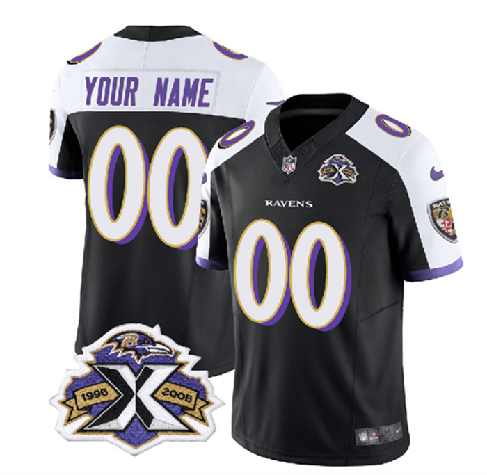 Men's Baltimore Ravens Active Player Custom Black White 2023 F.U.S.E With Patch Throwback Vapor Limited Jersey Men's Baltimore Ravens Active Player Custom Black White 2023 F.U.S.E With Patch Throwback Vapor Limited Jersey