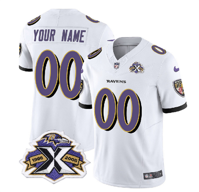 Men's Baltimore Ravens Active Player Custom White 2023 F.U.S.E With Patch Throwback Vapor Limited Jersey Men's Baltimore Ravens Active Player Custom White 2023 F.U.S.E With Patch Throwback Vapor Limited Jersey