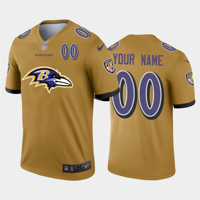 Baltimore Ravens Custom Gold Men's Nike Big Team Logo Player Vapor Limited NFL Jersey Baltimore Ravens Custom Gold Men's Nike Big Team Logo Player Vapor Limited NFL Jersey