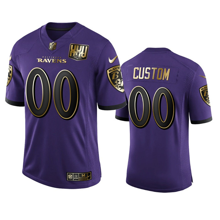 Baltimore Ravens Custom Men's Nike Purple Team 25th Season Golden Limited NFL Jersey Baltimore Ravens Custom Men's Nike Purple Team 25th Season Golden Limited NFL Jersey