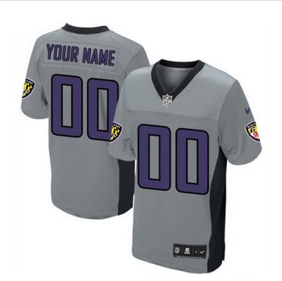 Men's Nike Baltimore Ravens Customized Elite Grey Shadow NFL Jersey Men's Nike Baltimore Ravens Customized Elite Grey Shadow NFL Jersey
