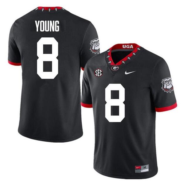 Men's Georgia Bulldogs #8 Colbie Young Black 100th Anniversary Stitched Football Jersey Men's Georgia Bulldogs #8 Colbie Young Black 100th Anniversary Stitched Football Jersey
