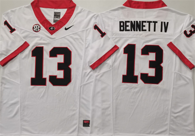 Georgia Bulldogs #13 Stetson Bennett IV White 2024 F.U.S.E Stitched Jersey Georgia Bulldogs #13 Stetson Bennett IV White 2024 F.U.S.E Stitched Jersey