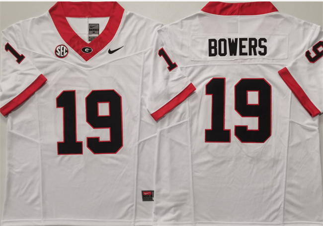 Georgia Bulldogs #19 Brock Bowers White 2024 F.U.S.E. Stitched Jersey Georgia Bulldogs #19 Brock Bowers White 2024 F.U.S.E. Stitched Jersey