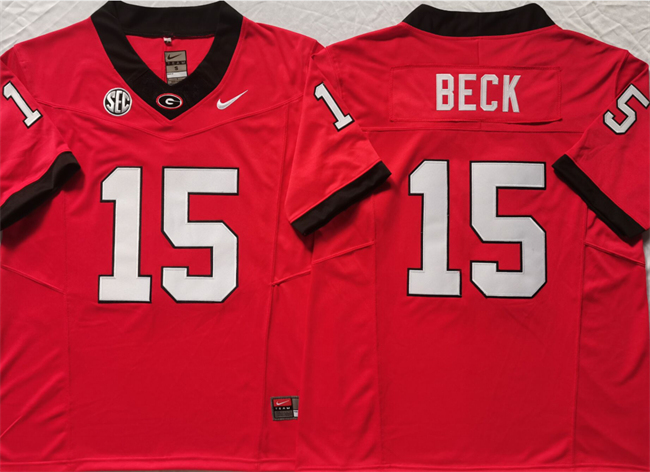 Georgia Bulldogs #15 Carson Beck Red F.U.S.E Stitched Jersey Georgia Bulldogs #15 Carson Beck Red F.U.S.E Stitched Jersey