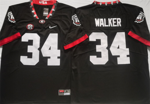 Men’s Georgia Bulldogs #34 WALKER Black College Football Stitched Jersey Men’s Georgia Bulldogs #34 WALKER Black College Football Stitched Jersey