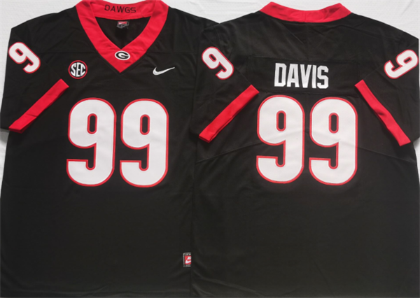Men’s Georgia Bulldogs #99 DAVIS Black College Football Stitched Jersey Men’s Georgia Bulldogs #99 DAVIS Black College Football Stitched Jersey