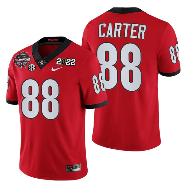Men’s Georgia Bulldogs #88 Jalen Carter 2021 22 CFP National Champions Red College Football Stitched Jersey Men’s Georgia Bulldogs #88 Jalen Carter 2021 22 CFP National Champions Red College Football Stitched Jersey