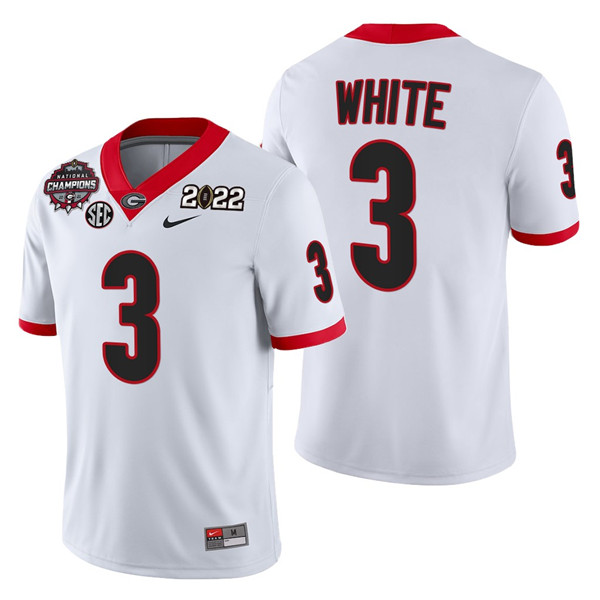 Men’s Georgia Bulldogs #3 Zamir White 2021 22 CFP National Champions White College Football Stitched Jersey Men’s Georgia Bulldogs #3 Zamir White 2021 22 CFP National Champions White College Football Stitched Jersey
