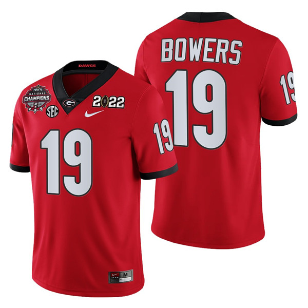 Men’s Georgia Bulldogs #19 Brock Bowers 2021 22 CFP National Champions Red College Football Stitched Jersey Men’s Georgia Bulldogs #19 Brock Bowers 2021 22 CFP National Champions Red College Football Stitched Jersey