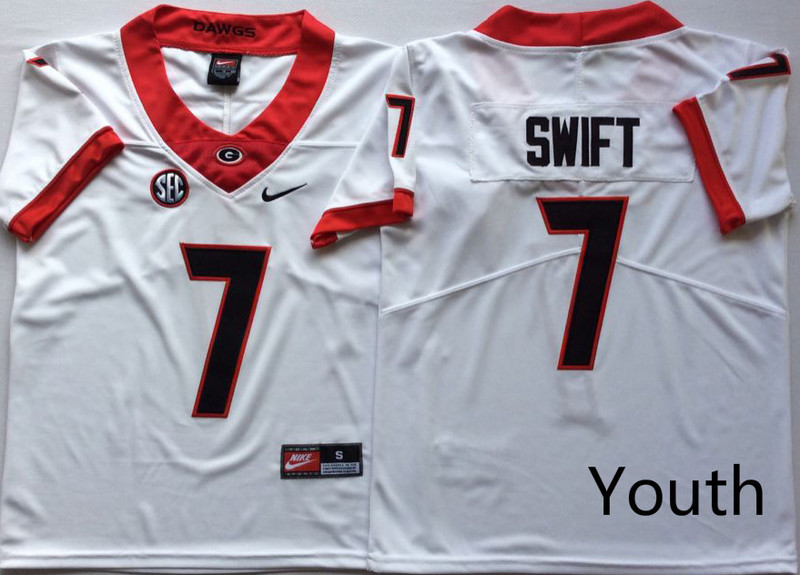 Youth Georgia Bulldogs 7 D'Andre Swift White Youth Nike College Football Jersey Youth Georgia Bulldogs 7 D'Andre Swift White Youth Nike College Football Jersey