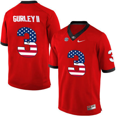 Georgia Bulldogs 3 Todd Gurley II Red USA Flag College Football Jersey Georgia Bulldogs 3 Todd Gurley II Red USA Flag College Football Jersey