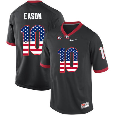Georgia Bulldogs 10 Jacob Eason Black USA Flag College Football Jersey Georgia Bulldogs 10 Jacob Eason Black USA Flag College Football Jersey