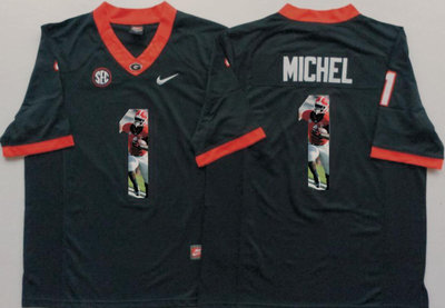 Georgia Bulldogs 1 Sony Michel Black Portrait Number College Jersey Georgia Bulldogs 1 Sony Michel Black Portrait Number College Jersey