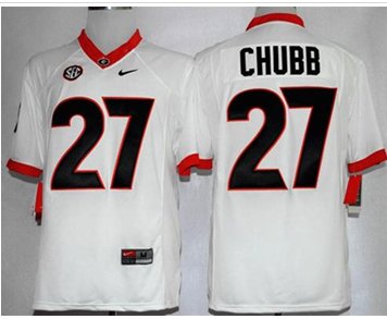 Bulldogs #27 Nick Chubb White Limited Stitched NCAA Jersey Bulldogs #27 Nick Chubb White Limited Stitched NCAA Jersey