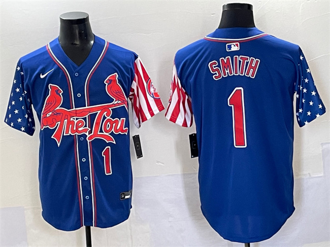 Men's St.Louis Cardinals #1 Ozzie Smith Royal Independence Day Vapor Premier Limited Stitched Baseball Jersey Men's St.Louis Cardinals #1 Ozzie Smith Royal Independence Day Vapor Premier Limited Stitched Baseball Jersey
