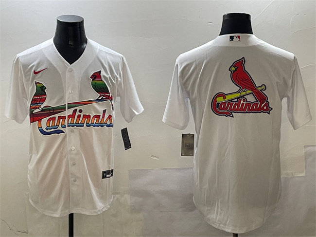 Men's St. Louis Cardinals Team Big Logo White Cool Base Stitched Baseball Jersey 1 Men's St. Louis Cardinals Team Big Logo White Cool Base Stitched Baseball Jersey 1