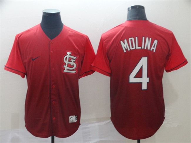 Men's St. Louis Cardinals #4 Yadier Molina Red Fade Stitched Baseball Jersey Men's St. Louis Cardinals #4 Yadier Molina Red Fade Stitched Baseball Jersey