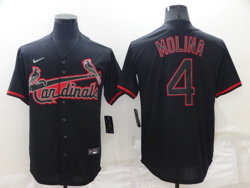 Men's St. Louis Cardinals #4 Yadier Molina Black Shadow Cool Base Stitched Jersey Men's St. Louis Cardinals #4 Yadier Molina Black Shadow Cool Base Stitched Jersey