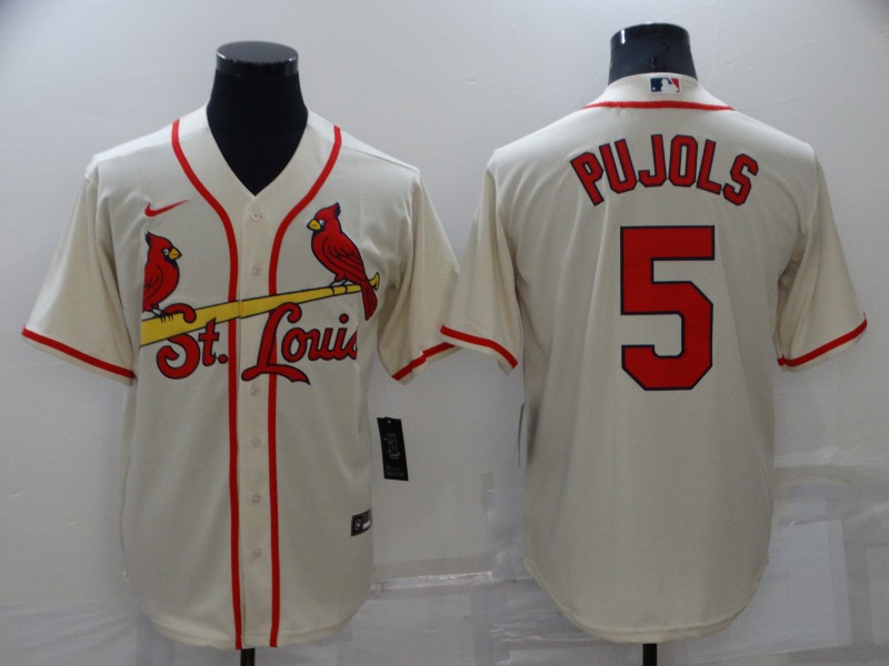 Men's St. Louis Cardinals #5 Albert Pujols Cream Cool Base Stitched Jersey Men's St. Louis Cardinals #5 Albert Pujols Cream Cool Base Stitched Jersey