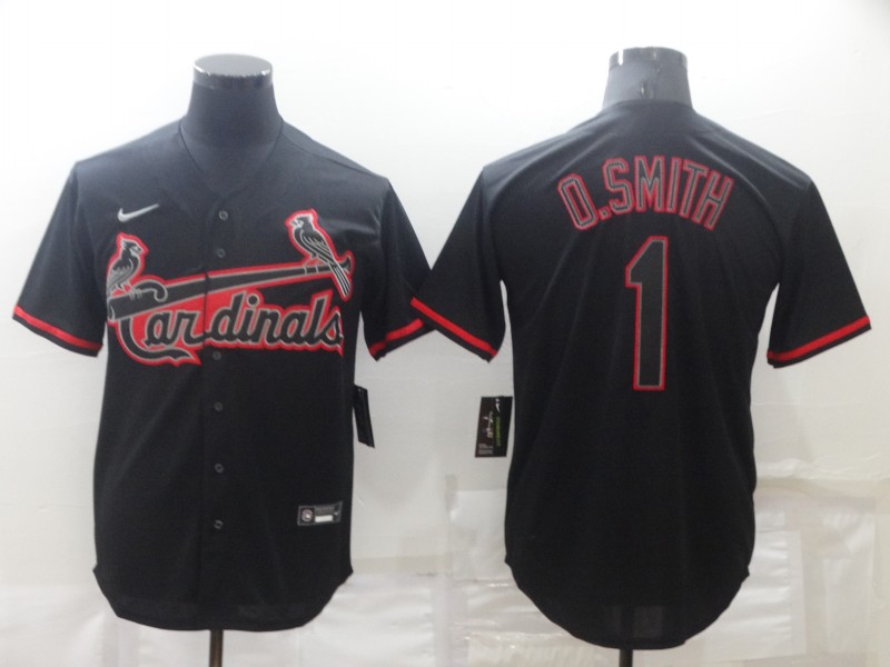 Men's St. Louis Cardinals #1 Ozzie Smith Black Shadow Cool Base Stitched Jersey Men's St. Louis Cardinals #1 Ozzie Smith Black Shadow Cool Base Stitched Jersey