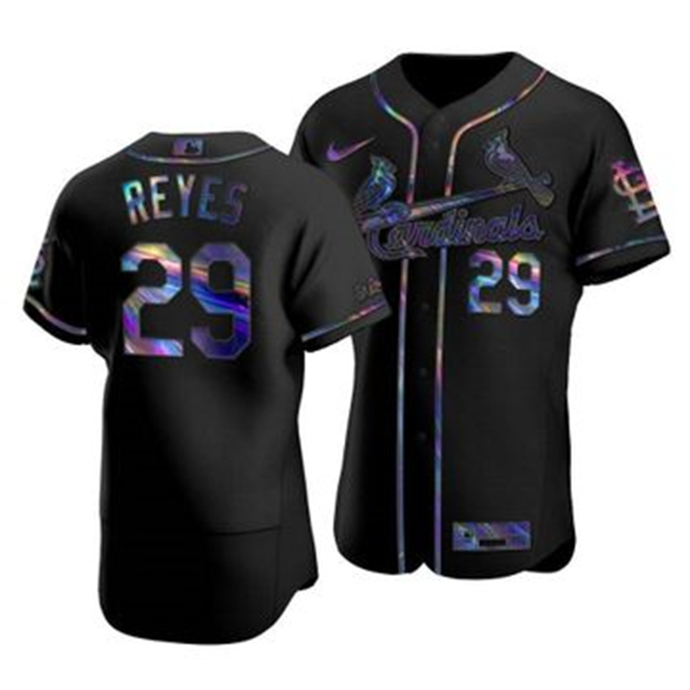St. Louis Cardinals #29 Alex Reyes Men's Nike Iridescent Holographic Collection MLB Jersey - Black St. Louis Cardinals #29 Alex Reyes Men's Nike Iridescent Holographic Collection MLB Jersey - Black