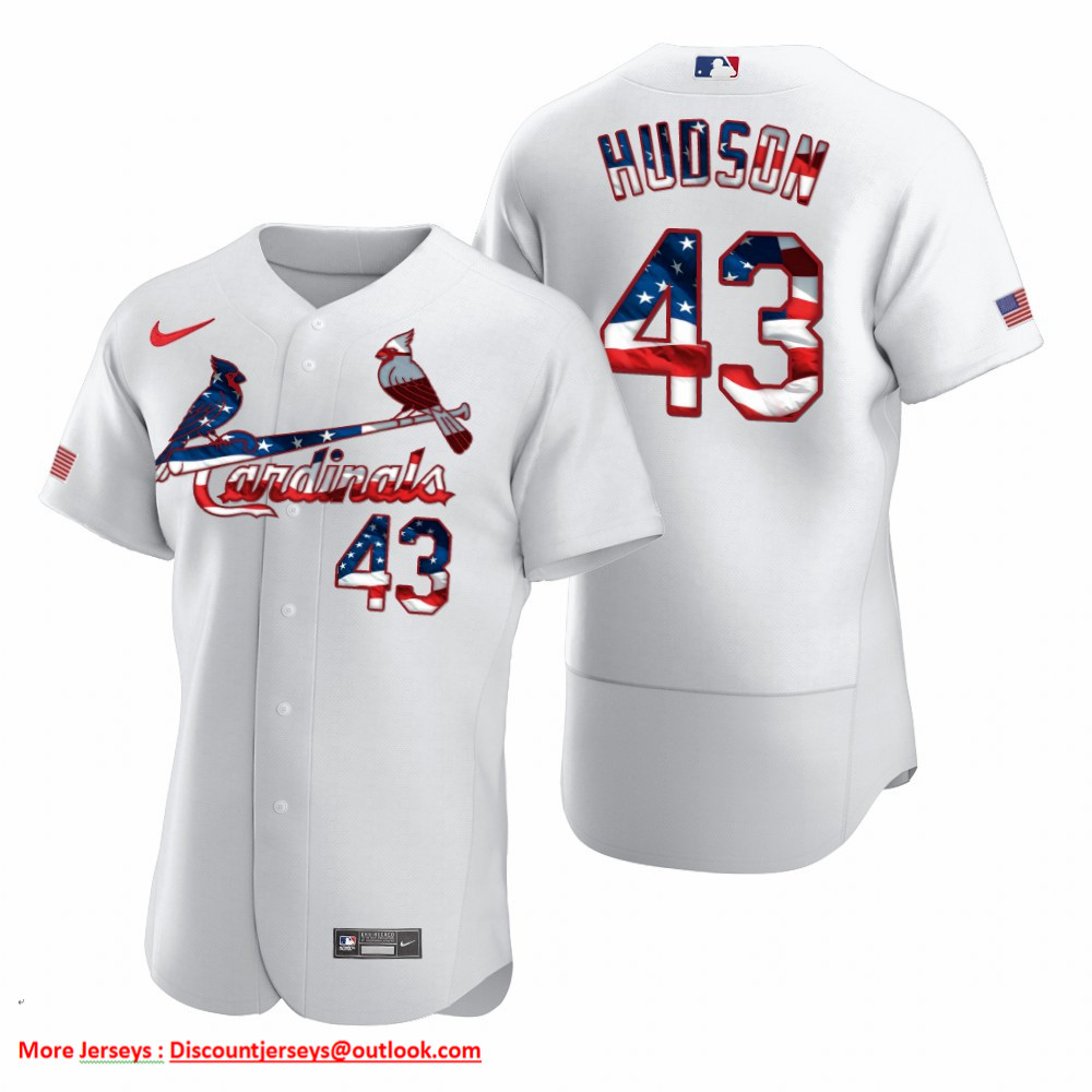 St. Louis Cardinals #43 Dakota Hudson Men's Nike White Fluttering USA Flag Limited Edition Authentic MLB Jersey St. Louis Cardinals #43 Dakota Hudson Men's Nike White Fluttering USA Flag Limited Edition Authentic MLB Jersey