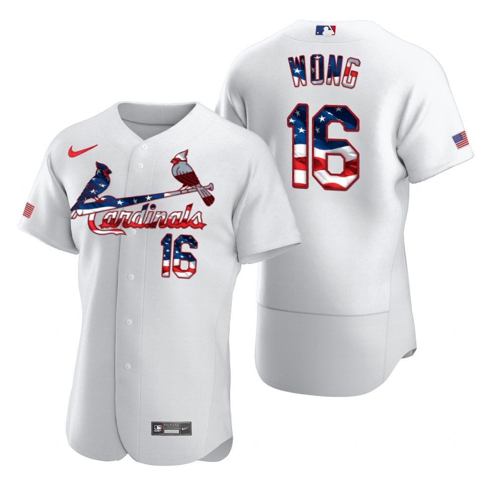 St. Louis Cardinals #16 Kolten Wong Men's Nike White Fluttering USA Flag Limited Edition Authentic MLB Jersey St. Louis Cardinals #16 Kolten Wong Men's Nike White Fluttering USA Flag Limited Edition Authentic MLB Jersey