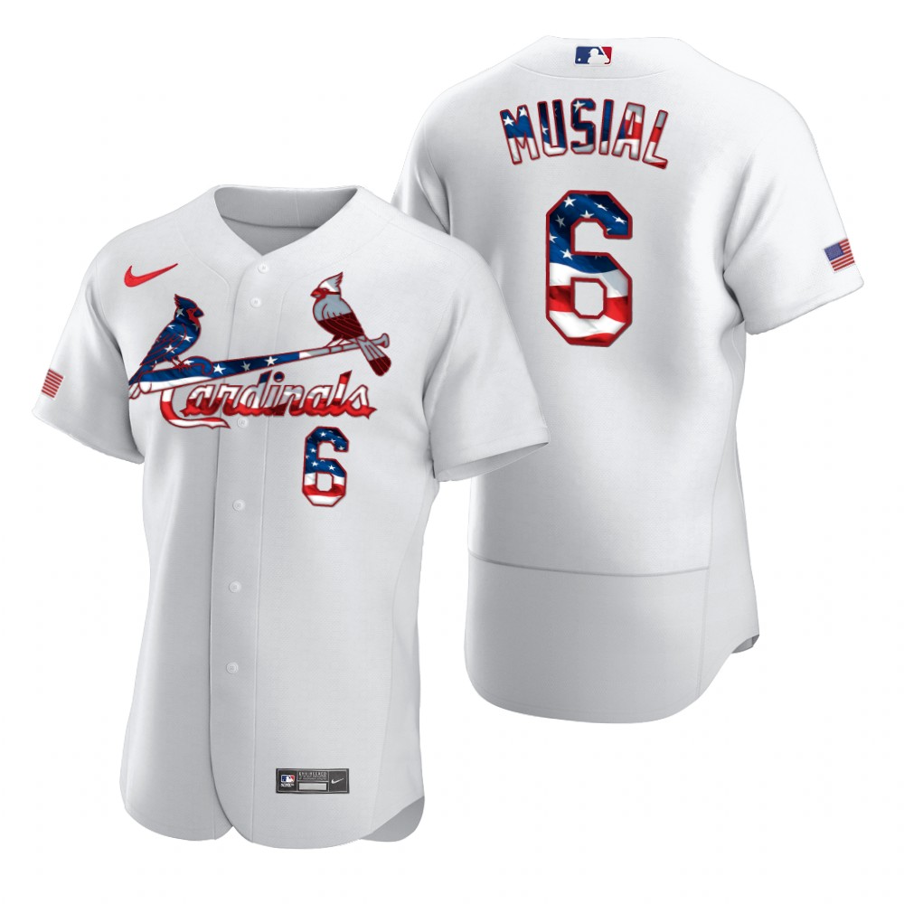 St. Louis Cardinals #6 Stan Musial Men's Nike White Fluttering USA Flag Limited Edition Authentic MLB Jersey St. Louis Cardinals #6 Stan Musial Men's Nike White Fluttering USA Flag Limited Edition Authentic MLB Jersey