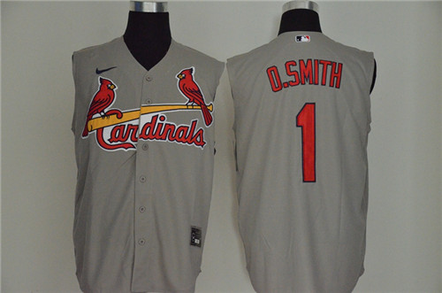 Cardinals 1 O.Smith Gray Nike Cool Base Sleeveless Jersey Cardinals 1 O.Smith Gray Nike Cool Base Sleeveless Jersey