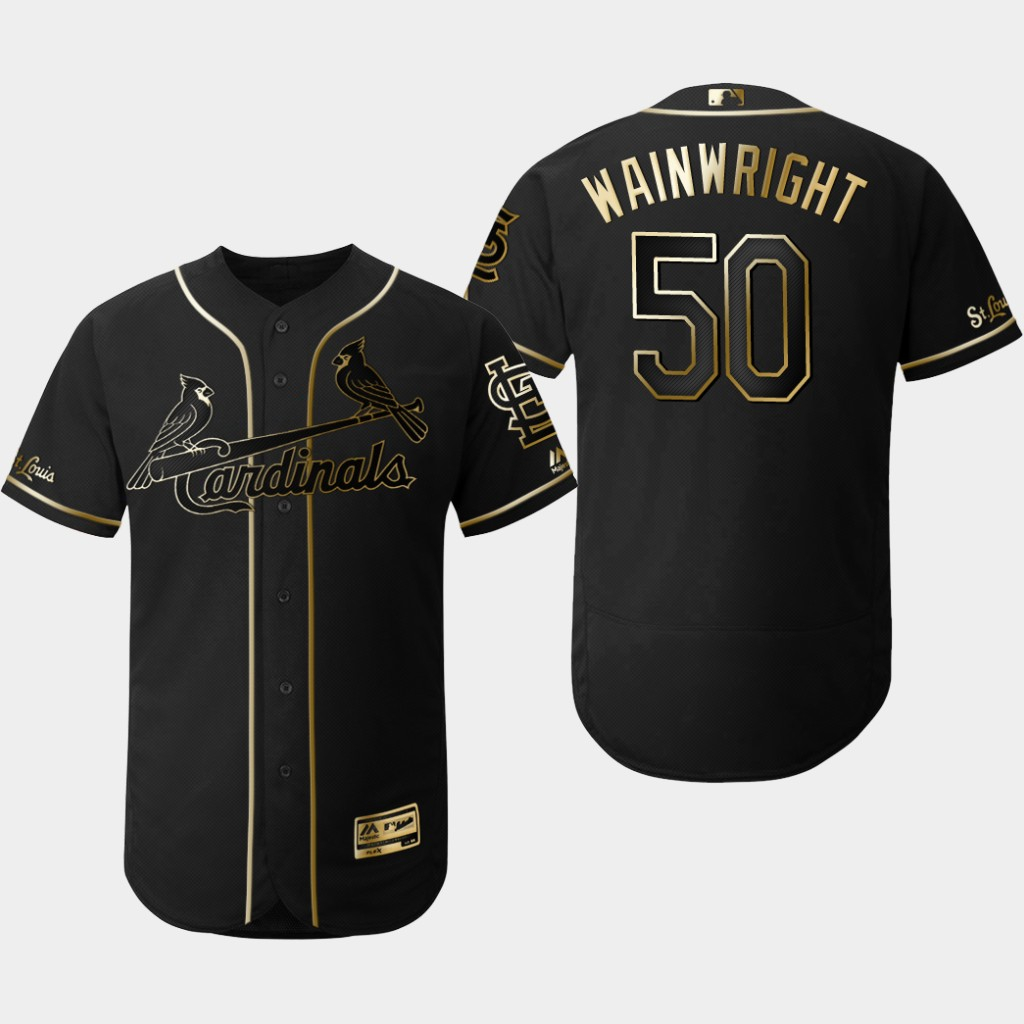 Cardinals 50 Adam Wainwright Black Gold Flexbase Jersey Cardinals 50 Adam Wainwright Black Gold Flexbase Jersey