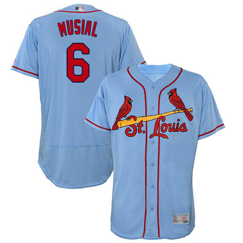 Cardinals #6 Stan Musial Light Blue Flexbase Authentic Collection Stitched Baseball Jersey Cardinals #6 Stan Musial Light Blue Flexbase Authentic Collection Stitched Baseball Jersey