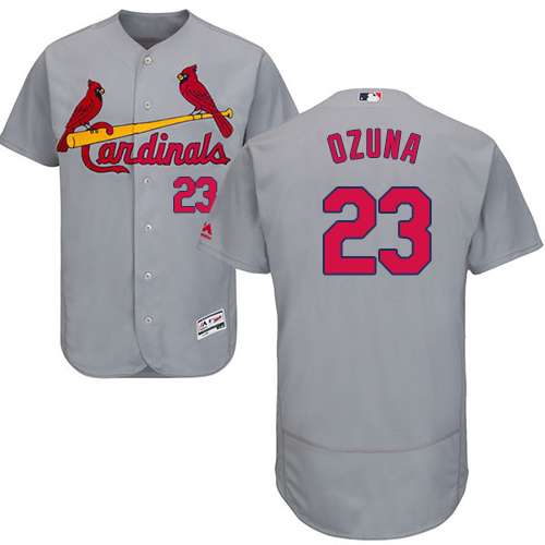 Cardinals #23 Marcell Ozuna Grey Flexbase Authentic Collection Stitched MLB Jersey Cardinals #23 Marcell Ozuna Grey Flexbase Authentic Collection Stitched MLB Jersey
