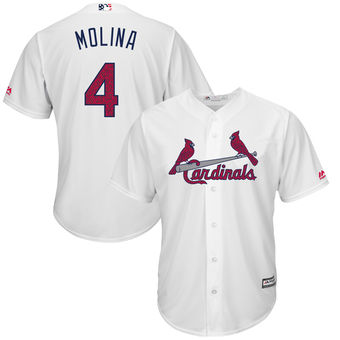 St. Louis Cardinals Yadier Molina Majestic Fashion Stars & Stripes Cool Base Player Jersey - White St. Louis Cardinals Yadier Molina Majestic Fashion Stars & Stripes Cool Base Player Jersey - White