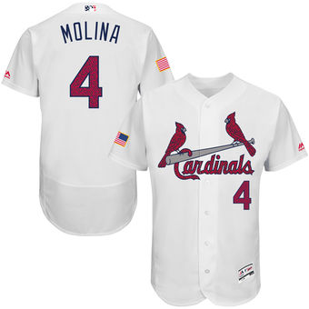 St. Louis Cardinals Yadier Molina Majestic Fashion Stars & Stripes FlexBase Player Jersey - White St. Louis Cardinals Yadier Molina Majestic Fashion Stars & Stripes FlexBase Player Jersey - White