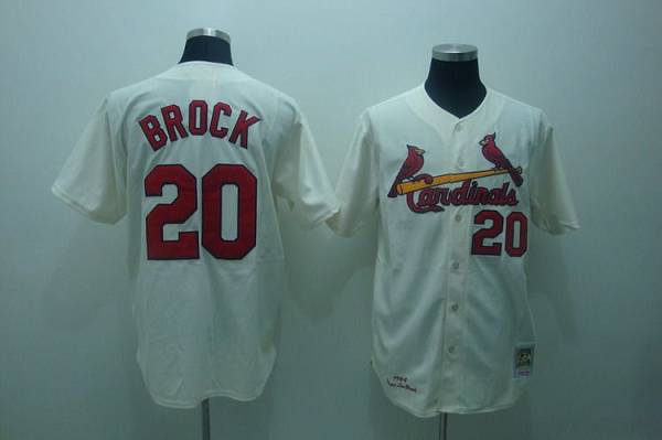 Mitchell and Ness 1967 Cardinals #20 Lou Brock Stitched Cream Throwback MLB Jersey Mitchell and Ness 1967 Cardinals #20 Lou Brock Stitched Cream Throwback MLB Jersey