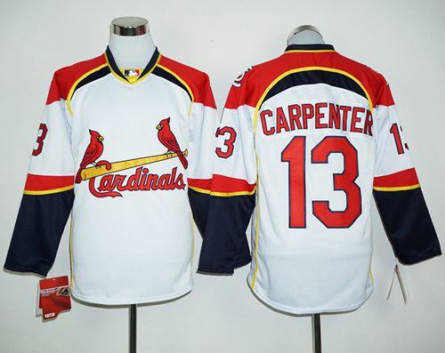 Cardinals #13 Matt Carpenter White Red Long Sleeve Stitched MLB Jersey Cardinals #13 Matt Carpenter White Red Long Sleeve Stitched MLB Jersey