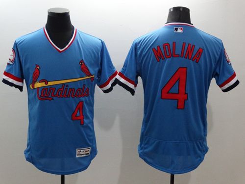 Cardinals #4 Yadier Molina Light Blue Flexbase Authentic Collection Cooperstown Stitched MLB Jersey Cardinals #4 Yadier Molina Light Blue Flexbase Authentic Collection Cooperstown Stitched MLB Jersey