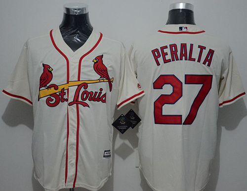 Cardinals #27 Jhonny Peralta Cream New Cool Base Stitched MLB Jersey Cardinals #27 Jhonny Peralta Cream New Cool Base Stitched MLB Jersey