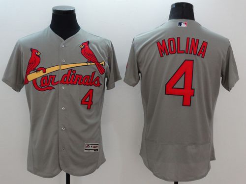 Cardinals #4 Yadier Molina Grey Flexbase Authentic Collection Stitched MLB Jersey Cardinals #4 Yadier Molina Grey Flexbase Authentic Collection Stitched MLB Jersey