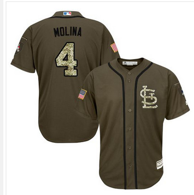 Cardinals #4 Yadier Molina Green Salute to Service Stitched MLB Jersey Cardinals #4 Yadier Molina Green Salute to Service Stitched MLB Jersey