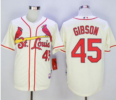 Cardinals #45 Bob Gibson Cream Cool Base Stitched MLB Jersey Cardinals #45 Bob Gibson Cream Cool Base Stitched MLB Jersey