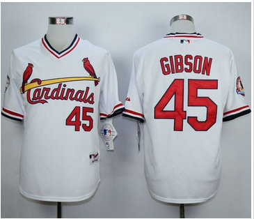 St. Louis Cardinals #45 Bob Gibson White 1982 Turn Back The Clock Stitched Baseball Jersey St. Louis Cardinals #45 Bob Gibson White 1982 Turn Back The Clock Stitched Baseball Jersey