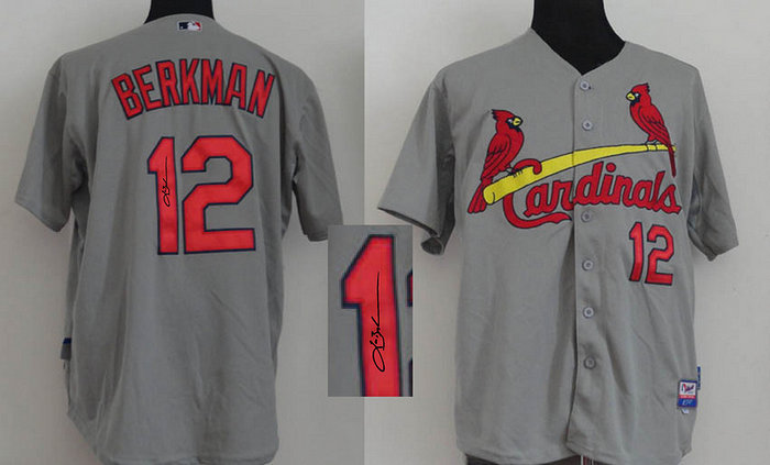 St.Louis Cardinals 12# Lance Berkman Grey MLB Jerseys(Signed) St.Louis Cardinals 12# Lance Berkman Grey MLB Jerseys(Signed)