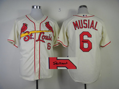 St Louis Cardinals 6# Stan Musial White MLB Jerseys(Signed) St Louis Cardinals 6# Stan Musial White MLB Jerseys(Signed)
