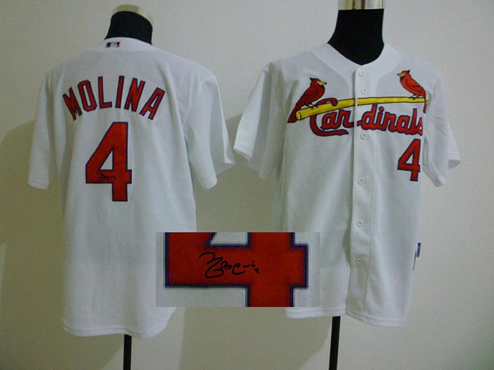 mlb jerseys st.louis cardinals #4 molina White Signed Jersey mlb jerseys st.louis cardinals #4 molina White Signed Jersey