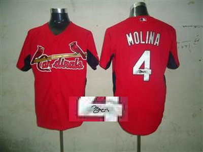 mlb jerseys st.louis cardinals #4 molina Red Signed Jersey mlb jerseys st.louis cardinals #4 molina Red Signed Jersey