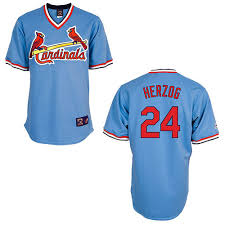 St. Louis Cardinals 24 Herzog Blue Throwback Jersey